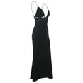 thumbnail image 4 of hirigin Women Evening Party Long Dress Solid Color See-Through Deep V-Neck Sleeveless Sling Dress Backless Fishtail Bodycon Dress, 4 of 9