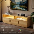 thumbnail image 2 of Ktaxon Mid-Century TV Stand with LED Light, 63" Wood Fluted Entertainment Center Storage Cabinet with 3 Doors & 2 Open Shelves, Media Console for Bedroom, Living Room, Light Walnut, 2 of 8