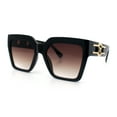 thumbnail image 4 of Womens Large Squared Rectangle Cat Eye Designer Fashion Plastic Sunglasses Black - Brown, 4 of 8