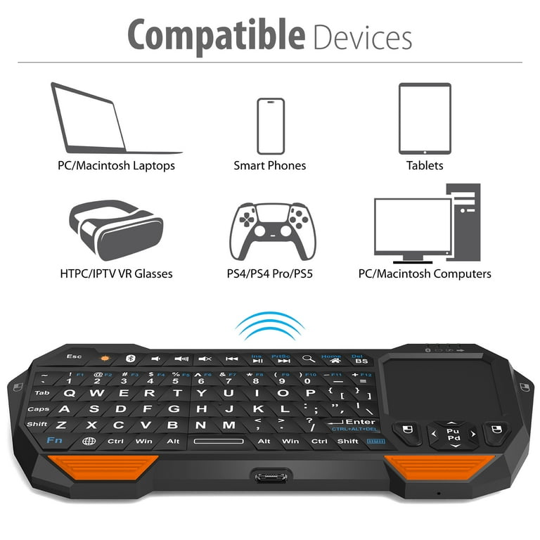 Fosmon Mini Bluetooth Keyboard with USB-C Charging (QWERTY Keypad