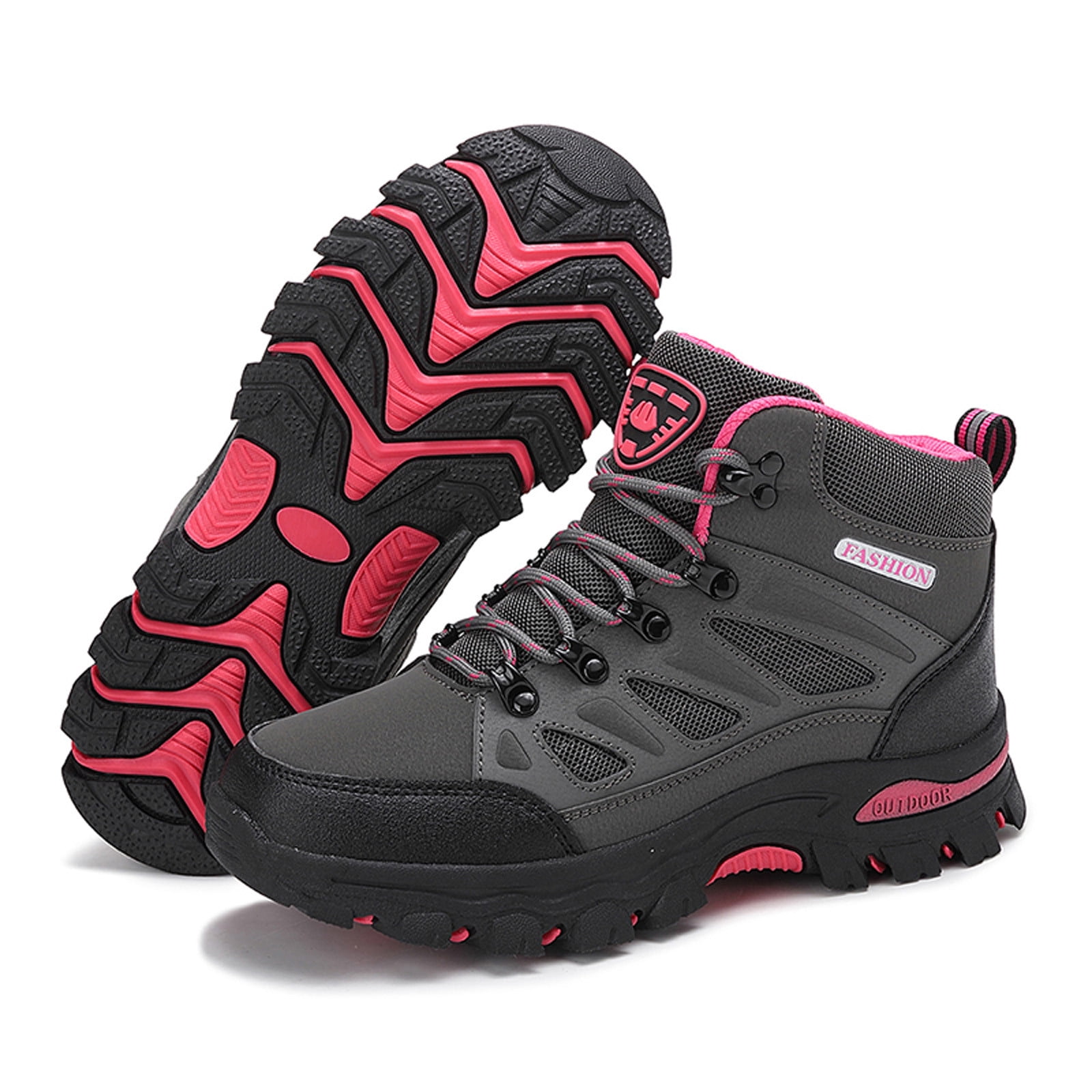 Womens Shoes,High Top Outdoor Sneakers For Hiking Rock Climbing And Athletic Training With Enhanced Durability And Superior Traction Grip,Shoes for Women,Grey,9.5