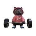 thumbnail image 2 of Figura de gato de resina, escultura de gato, divertida y linda, para fitness, escultura de gato, barra negra rojo, 2 of 9
