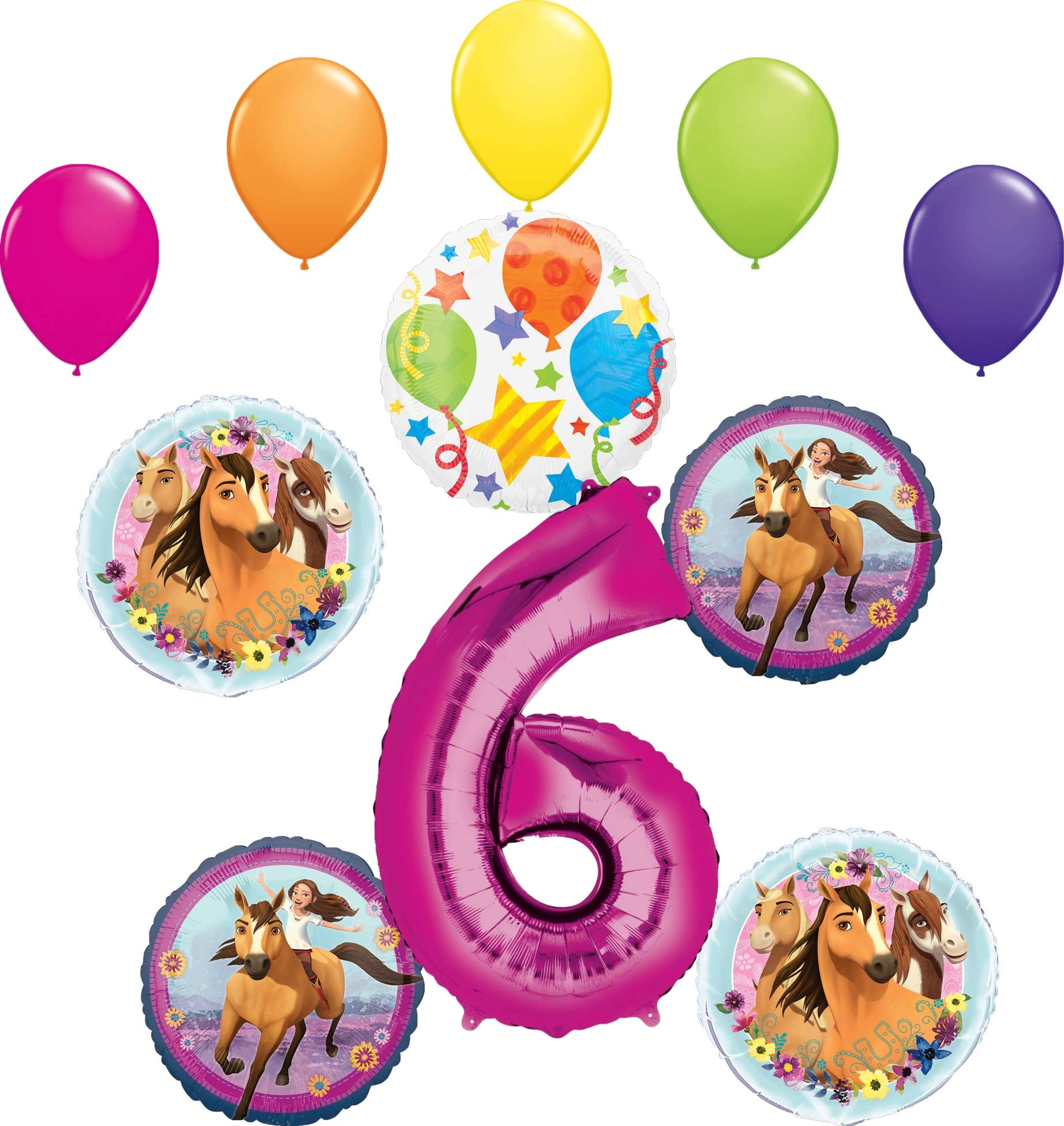 Spirit Party Supplies 6th Birthday Riding Free 11 pc Balloon Bouquet