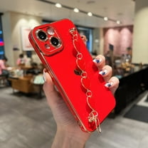 Mantto Cute Pretty iPhone XR Case Cover for Women & Girls with Love-Heart Strap Bracelet Chain Soft Flexible Glossy TPU Bumper Protective Phone Cases for iPhone XR, Red