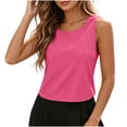 thumbnail image 4 of Craaazy Sleeveless Shirts for Women Regular Cut Solid Color Crew Neck Everyday Stylish Sleeveless Tank Tops Back Tie Bow Detail Cotton Fabric Blouses Suitable for Dating and Casual Outings, 4 of 10