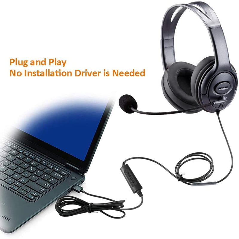 USB Headsets with Microphone, Call Center Wired Phone Headset with Mute