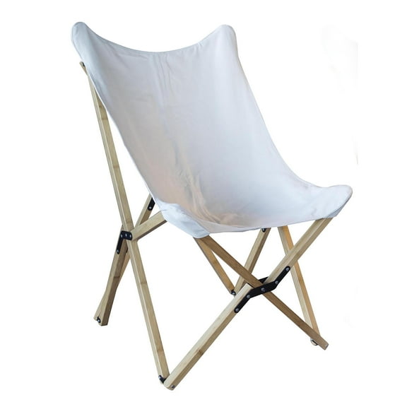 AmeriHome Canvas and Bamboo Butterfly Chair - White