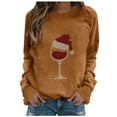 thumbnail image 2 of Fznquz Brown Casual Blouses for Women Winter Christmas Long Sleeve Shirt Round Neck Women's Tee Shirts, 2 of 4