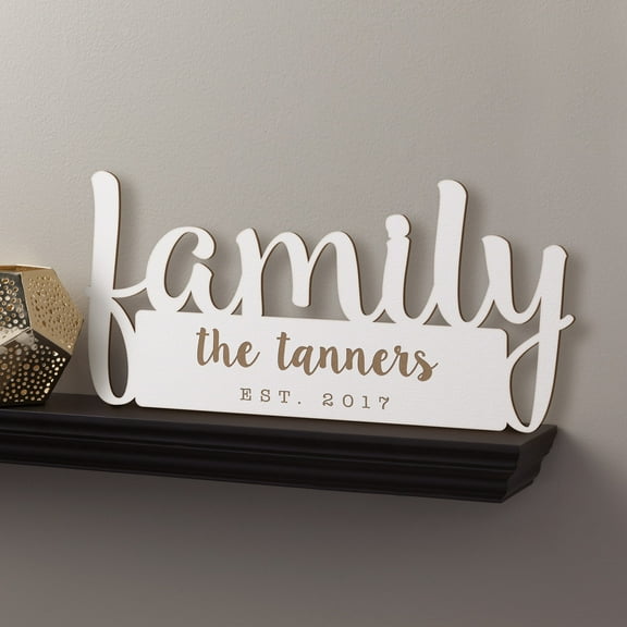 Personalized Our Family Antique White Wood Plaque
