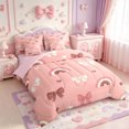thumbnail image 2 of Manfei Cartoon Rainbow 7-Piece King Bedding,Pink Princess Bowtie King Bed in a Bag,Pink Reversible, 2 of 7
