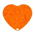 thumbnail image 2 of Silicone Pet Mat 8 X 7 Inch Heart Shaped Lick Mat for Dogs and Cats Slow Feeder Relaxation Relief Orange 1 Pack, 2 of 8