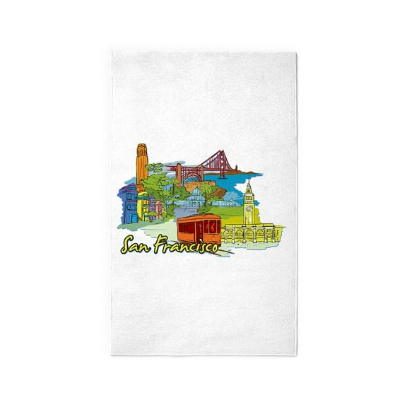 CafePress - San Francisco Travel Poster Area Rug - 3'x5' Decorative Area Rug, Fabric Throw Rug