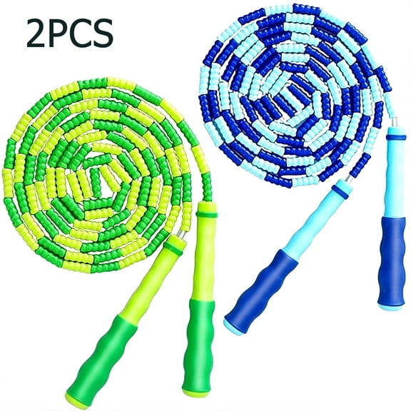 OFEFE Adjustable Jump Rope - Soft Beaded Skipping Rope with Anti-Slip Silicone Handles, Tangle-Free Segmented Design for Exercise, Training, Fitness Workouts