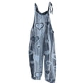 thumbnail image 2 of Floral Boho Cotton Linen Summer Overalls for Women 2025 Hippie Jumpsuit Print Spaghetti Strap Rompers Gray S, 2 of 4