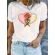 thumbnail image 1 of Una elegante camiseta informal de manga corta para mujer con estampado de corazón y rosa de San Valentín. Para adultos, hombres, mujeres, adolescentes, jóvenes., 1 of 4