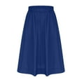 thumbnail image 6 of JGGSPWM Women's Summer Solid Color Casual Skirt Elastic Waist A Line Midi Skirts Swing Long Skirt with Pockets Blue S, 6 of 8