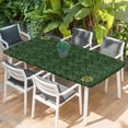 thumbnail image 2 of Dark Green Gold Floral Table Cloths for 6 Foot Rectangle Tables, Modern Abstract Art Spring Flowers Patio Waterproof Elastic Fitted Tablecloths, Washable Rectangular Table Cover for Camping, 2 of 8