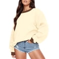 thumbnail image 2 of AXXD Womens Shirts Trendy Tunic Basic Summer 2024 Long Sleeves Casual Shirts Color Round Neck Sweatshirt Crewneck Pullover Tunic Tops, 2 of 5