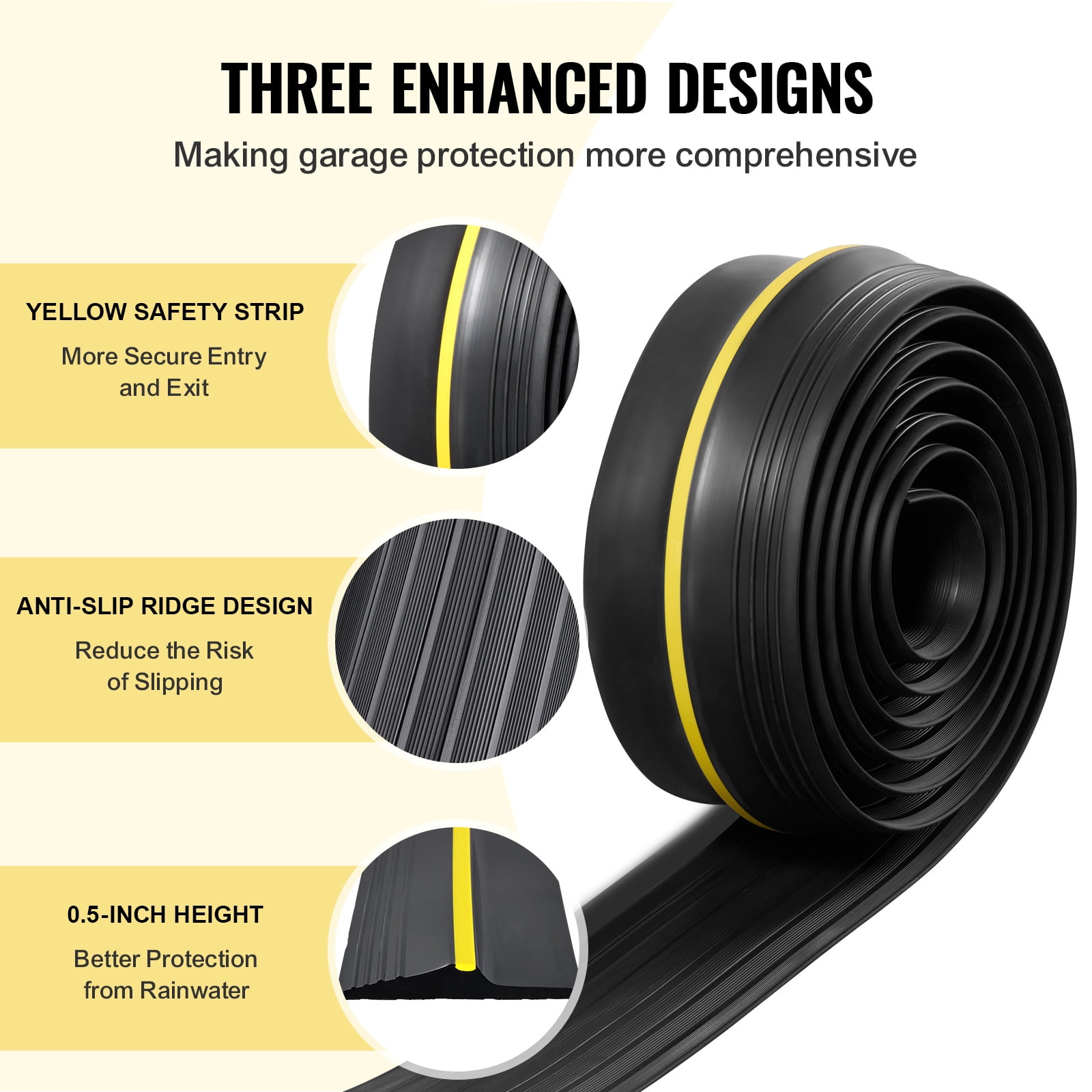 KFFKFF Garage Door Seal Barrier, 10 FT Standard Garage Door Ground Seal Strip with Glue, Garage Door Lower Climate Control Strip, Enhanced Durable PVC DIY Weather Insulation Substitute, Black