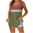 thumbnail image 2 of DeHolifer Tank Top for Women Color Block Square Neck Sleeveless Tank Top Summer Loose Fashion Blouse Army Green L, 2 of 5