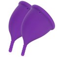 thumbnail image 4 of Higiene silicona copa menstrual femenina femenina femenina Herramienta de cuidado del cuerpo del coleccionista Herramienta de cuidado del cuerpo2 x copas menstruales moradas+bolsa, 4 of 7