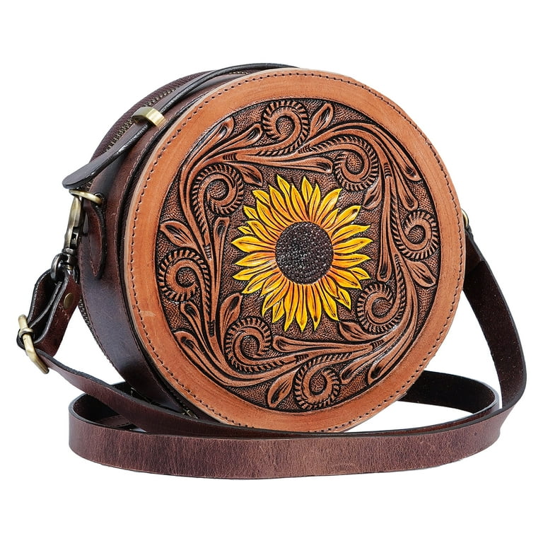 Tooled Purse Strap-Skull & Sunflower