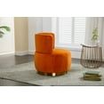 thumbnail image 2 of 360-Degree Swivel Accent Armchair with Wide Upholstered Seat and Metal Base, Round Barrel Chairs in Fluffy Velvet Fabric for Living Room, Bedroom, Orange, 2 of 8