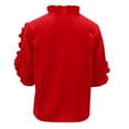 thumbnail image 7 of Ediodpoh Name Women's Summer Solid Color Short Sleeve Ruffle Collar V Neck Blouse Women's Tops Red S, 7 of 7