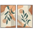 thumbnail image 3 of IDEA4WALL 2 Panels Framed Canvas Print Wall Art Set Mid-Century Leaf Branch Geometric Landscape Abstract Modern Art Boho Multicolor Chic Artwork Housewarming Decor - 24"x36"x2 Panels White, 3 of 5
