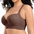thumbnail image 3 of Gkeoshab Nursing Bras Women's Thin Cup Lace Underwire Bra Side Control & Shaping Full Coverage Minimizer Bralette Brown Y, 3 of 8