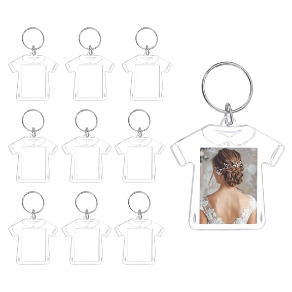 Uxcell 10 Pcs Photo Frame Keyring, 2 x 2.2 Inch Cloth Shape Photo Keychains