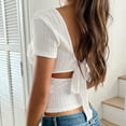 thumbnail image 5 of Seductiva Women's Slim-Fit Short Sleeve T-Shirt 2025 Y2K Women's Short Sleeve T Shirt Backless Tie Bowomen Slim Fit Cropped Top Spring Tops Fashion Basic Tees Trendy Tunic Blouses, 5 of 9