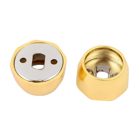 Wardrobe Base - Wardrobe Metal Round Tube Flange Base Rail End Support Bracket Gold Tone 2pcs