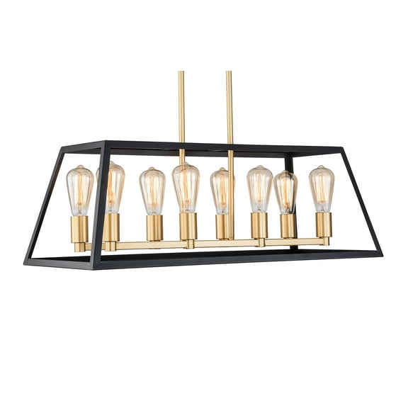 SIMPOL HOME 8-Light Modern Gold Black Electric Geometric Linear Chandelier