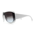 thumbnail image 6 of Womens Oversized Shield Cropped Side Flat Top Plastic Diva Fashion Sunglasses White - Smoke, 6 of 7