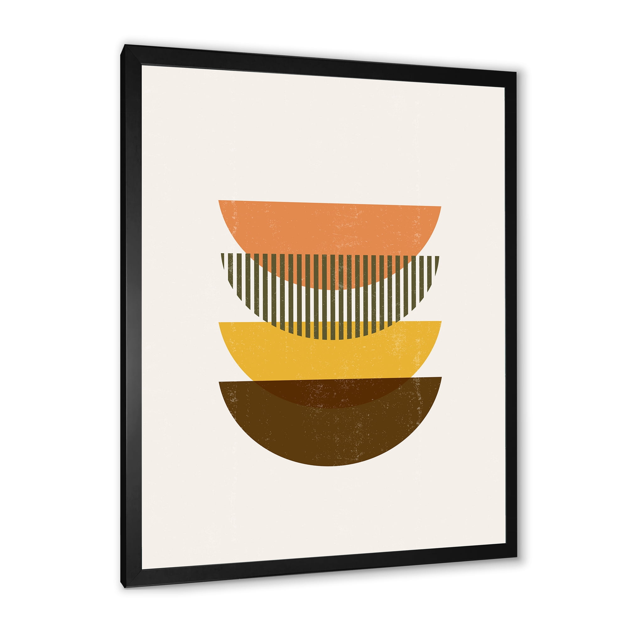 Designart 'Half Moons In Earth Tones Abstract Geometric Art' Modern Framed Art Print