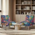 thumbnail image 4 of HELLHERO Elastic Bottom Armless Accent Chair Cover for Hotel, Stay in Place Armless Accent Chair Protector, Vibrant Floral Print, 4 of 8