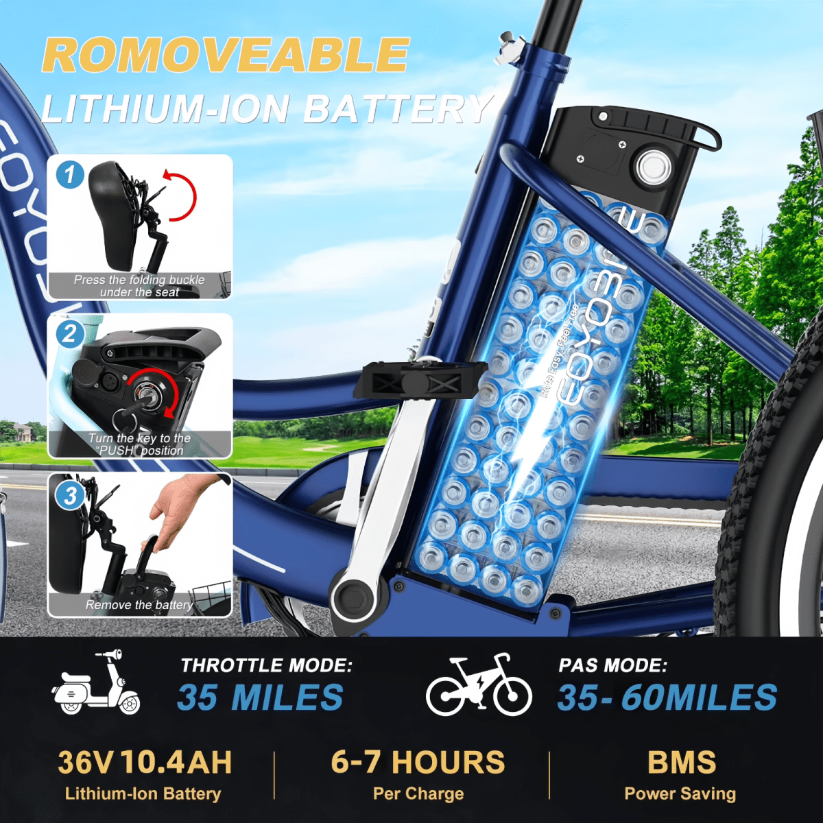 MOONCOOL 24"/26" Adult Electric Tricycle W/ Chain lock, Peak 700W 36V 10.4AH, 7 Speeds Step Through Electric Trike Motorized Three Wheel Electric Bikes w/ Large Basket for Women Men