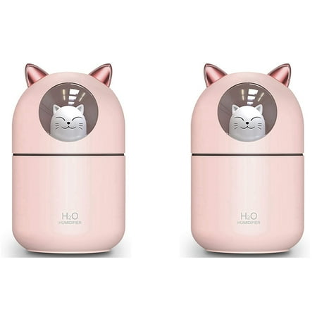 

2X Cute Cool Mist Humidifier Night Light Pure Air for Baby Room Easy Clean Operation Pink