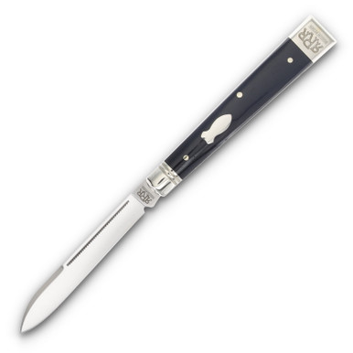 Rough Ryder Knives Rough Ryder Reserve Fat Bottom Doctor Folding Knife Black Smooth Bone RRR050