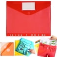 thumbnail image 2 of Plastic Binder Pockets 11 Holes Punched, Durable Envelope Dividers with Label Pocket and Fastener Closure,Portable Top Loading File Folders for 3 Ring Binder Office Organization,1Pc(Red,12.2x9.6"), 2 of 9