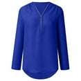 thumbnail image 2 of CHOK Blouses & Chemises pour Femmes Fermeture Éclair Manches Longues Col en V Tunique Décontractée Ourlet Incurvé Tee-Shirts Blouses pour Dames pour l'Automne, 2 of 5