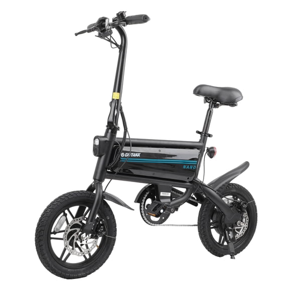 Gotrax Nano 14" Folding Adult Electric Bike,15.5mph 36V 350W Peak Foldable City Bike With LED Light,Black