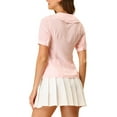 thumbnail image 3 of INSPIRE CHIC Women's Peter Pan Collar Ruffled Trim Gingham Button Down Blouse XL Pink, 3 of 6