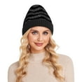 thumbnail image 4 of joogoo White Polka Dots Beanie Hats Cuffed Winter Warm Knit Thick Beanies, 4 of 7