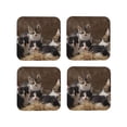 thumbnail image 2 of Balery 4 Pcs Cat Familyleather Coasters Set, Drink Table Cup Coasters For Living Room Kitchen Coffee Decor, 2 of 9