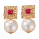 thumbnail image 3 of Xihbxyly Pendientes Exagerados, Elegante Diseño de Diamante Cuadrado, Elegante Detalle de Colgante de Perla, Encanto Bohemio y Gusto Único, Perfectos para Fiestas o Bailes Navideños, Accesorio de Mod, 3 of 7