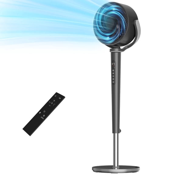VAJIAZA 37"-46" Pedestal Fan, Quiet Standing Fan for Home Bedroom, 120° 120° Smart 3D Oscillating Floor Fan, 16 Speeds, 4 Wind Modes, Screen-Off, Child Lock, 12H Timer