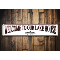 Welcome to Lake House Novelty Sign, Metal Wall Decor - 4x18 inches