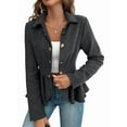 thumbnail image 2 of Elegant Women Blazer Business Work Office Peplum Hem Jacket Open Front Herringbone Coats Black M, 2 of 9
